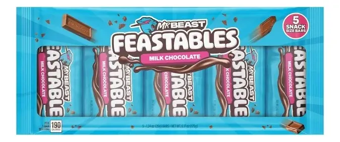 Pack de 5 Barras de Chocolate con Leche Feastables Mr. Beast de 35 g Sin Gluten