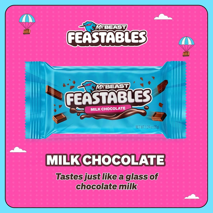 Pack de 5 Barras de Chocolate con Leche Feastables Mr. Beast de 35 g Sin Gluten