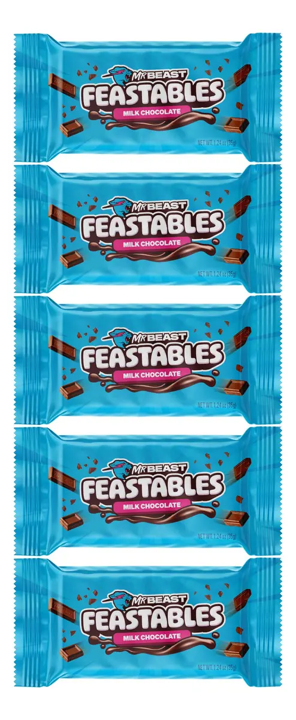 Pack de 5 Barras de Chocolate con Leche Feastables Mr. Beast de 35 g Sin Gluten